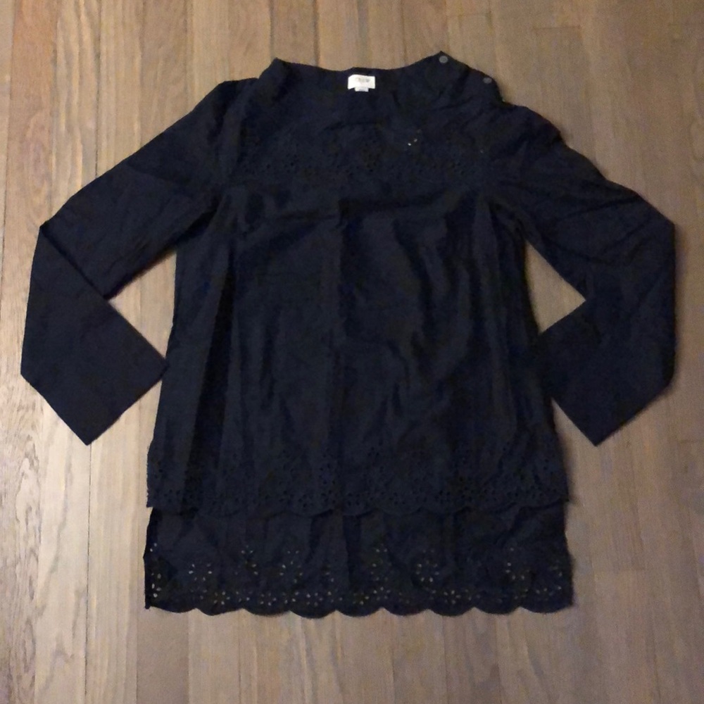 J. Crew NWT Scalloped eyelet funnelneck top - Picture 3 of 14